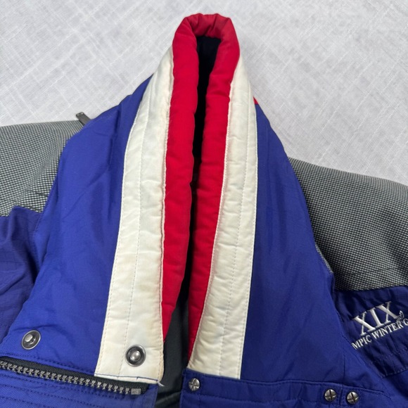 Salt Lake 2002 Olympic Winter Games Marker Ski Jacket Men L Hood Blue Snowboard - Picture 5 of 16